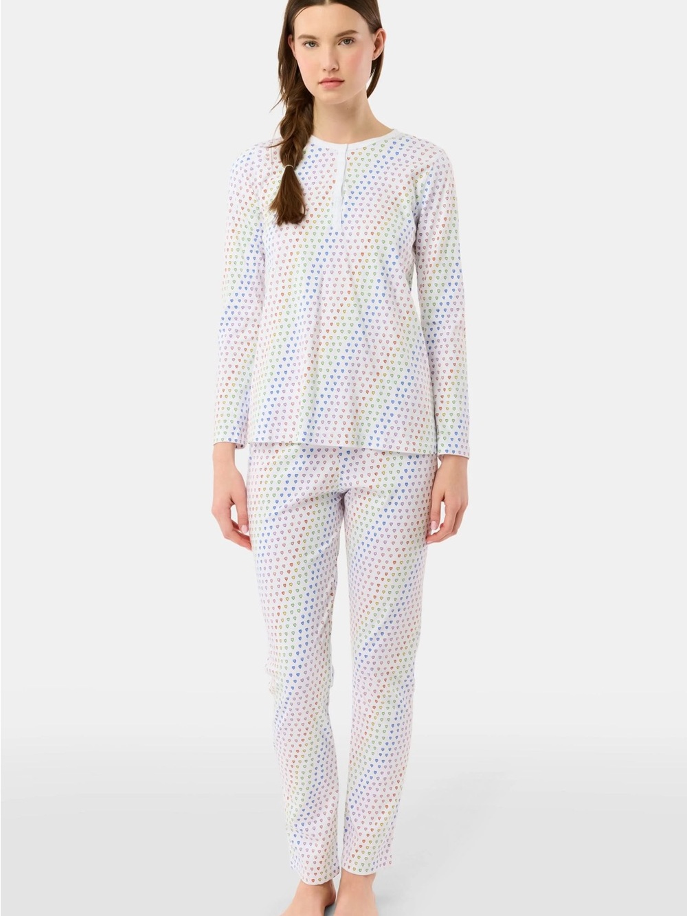 Roller Rabbit White Rainbow Dot Long-Sleeve Pajama Set